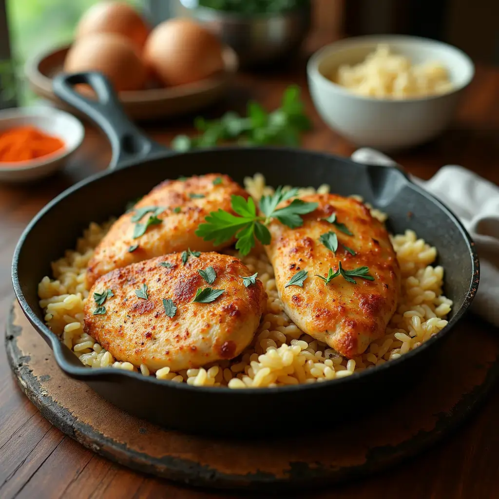 Best chicken and rice recipe in a skillet